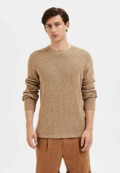 Selected Homme Slhrocks Crew Neck - Jersey De Punto - Toasted Coconut