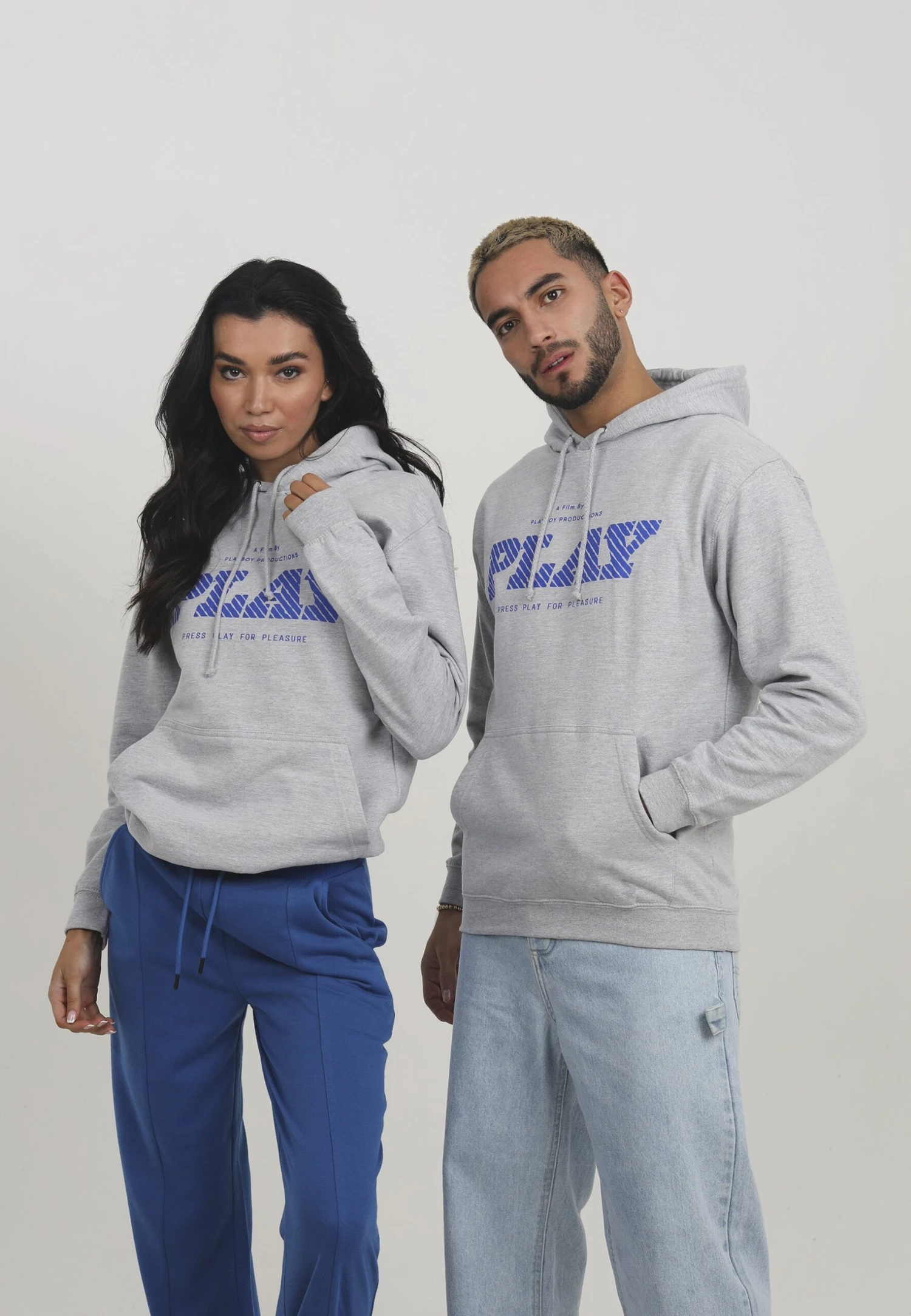 Playboy Productions Hoodie - Jersey Con Capucha - Heather Grey/Blue 3 Playboy Productions Hoodie - Jersey Con Capucha - Heather Grey/Blue