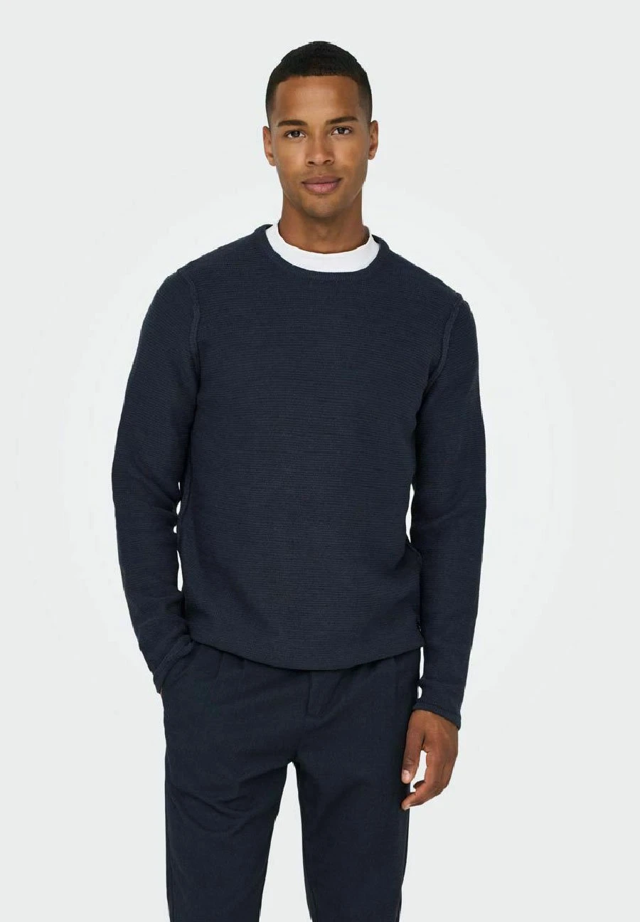 Only & Sons Einfarbiger - Jersey De Punto - Dark Navy 3 Only & Sons Einfarbiger - Jersey De Punto - Dark Navy