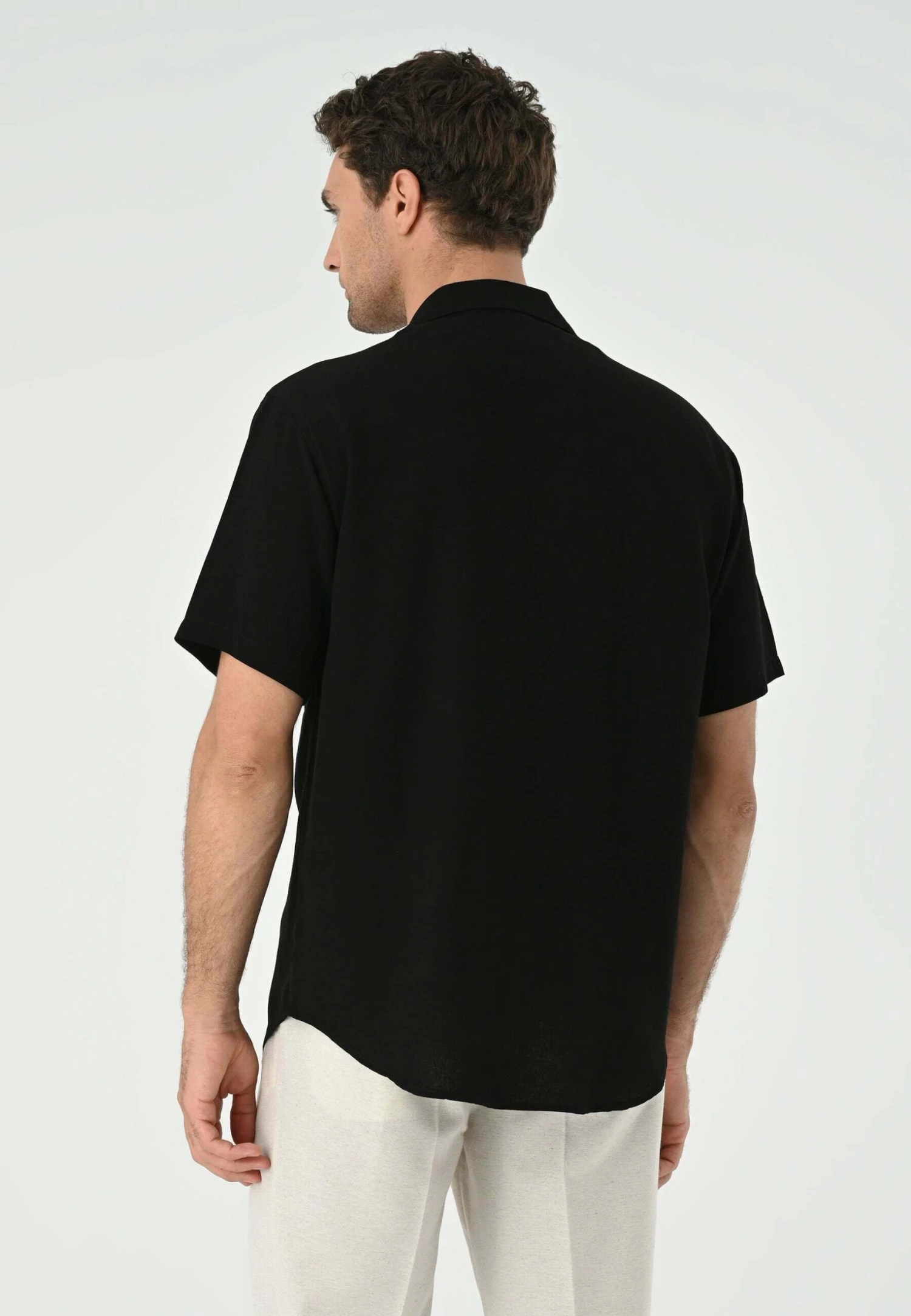 Lapel Collar Short Sleeve- Camisa - Black 5 Lapel Collar Short Sleeve- Camisa - Black - Imagen 3