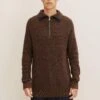 Tom Tailor Mit Troyer - Jersey De Punto - Navy Brown/Mouline