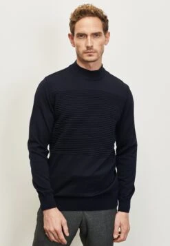 Standard Fit Mock- Jersey De Punto - Navy Blue