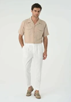 Lapel Collar Short Sleeve- Camisa - Beige 13 Lapel Collar Short Sleeve- Camisa - Beige -Blen Ropa Comercio 61f2a4e236804ff7a9f82aa58b40726a