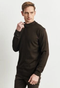 Standard Fit Basic Mock Turtleneck - Jersey De Punto - Brown -Blen Ropa Comercio 64836081468346ec9740e7f2cb17c86b