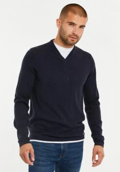 Threadbare Bramwell V-Neck - Jersey De Punto - Navy
