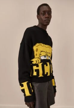 GCDS Spongebob Low Band Logo- Jersey De Punto - Black