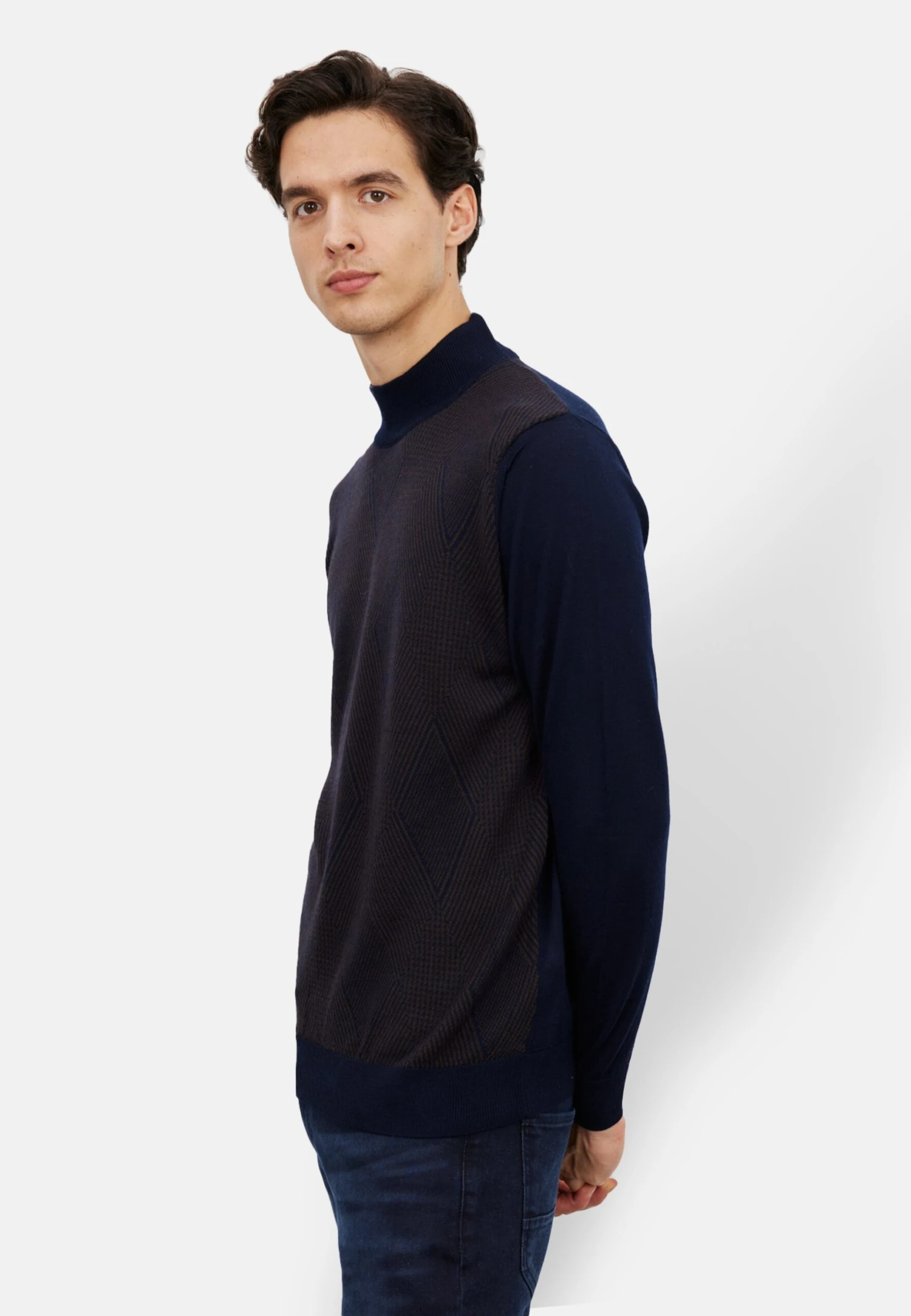 Standard Fit- Jersey De Punto - Navy Blue Brown 7 Standard Fit- Jersey De Punto - Navy Blue Brown - Imagen 5