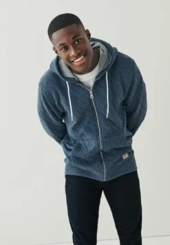 Next Sudadera Con Cremallera - Navy Blue Quilted