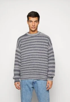 WEEKDAY John Oversized Stripe - Jersey De Punto - Grey/White Faded