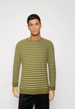 Denham Raglan Crew - Jersey De Punto - Olive Drab