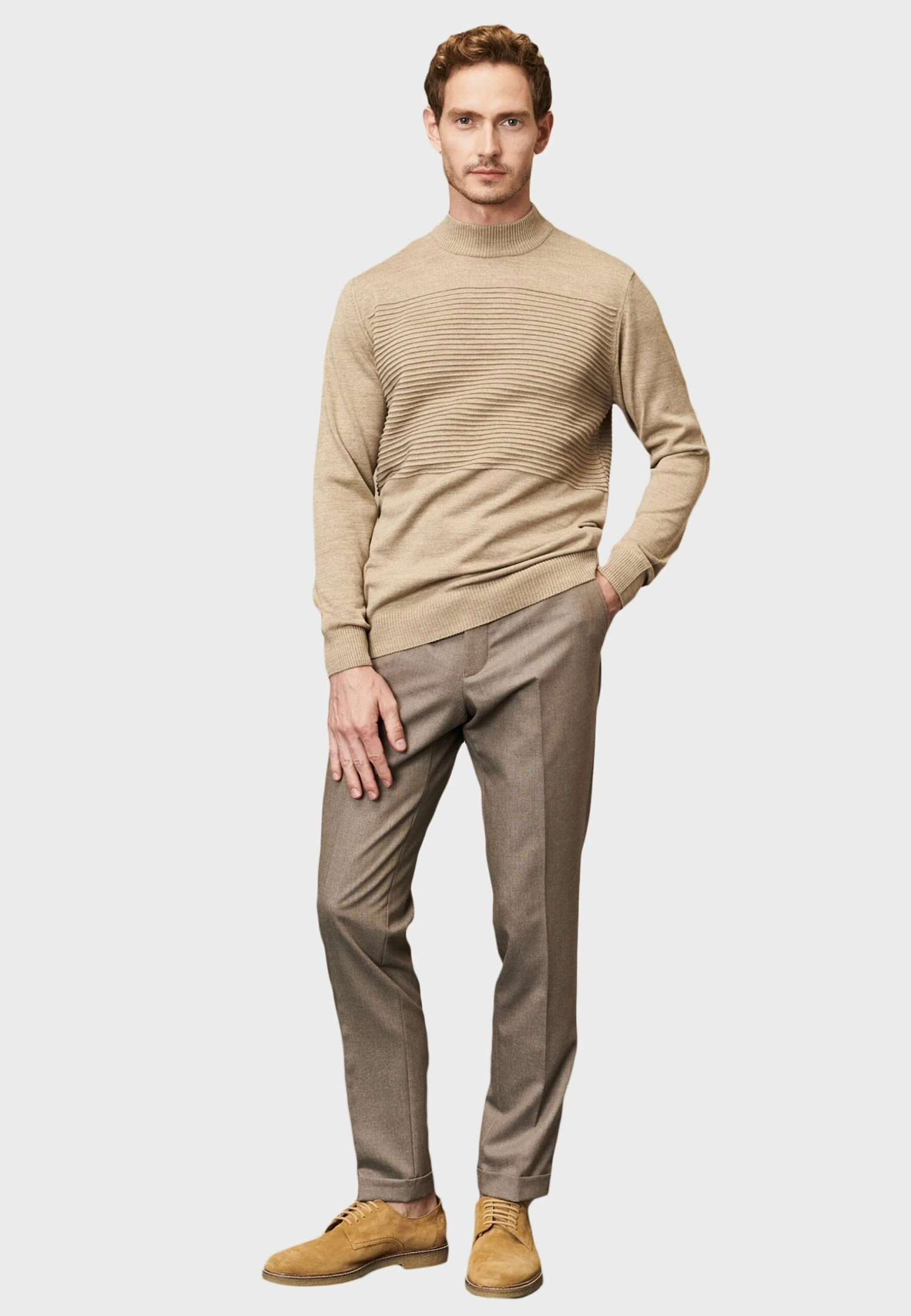 Standard Fit Mock- Jersey De Punto - Beige 4 Standard Fit Mock- Jersey De Punto - Beige - Imagen 2