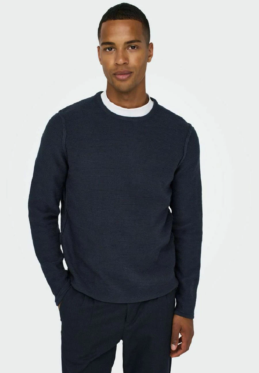 Only & Sons Einfarbiger - Jersey De Punto - Dark Navy 7 Only & Sons Einfarbiger - Jersey De Punto - Dark Navy - Imagen 5