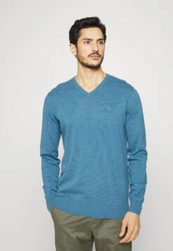 Tom Tailor V-Neck - Jersey De Punto - Medium Blue Ashes Melange