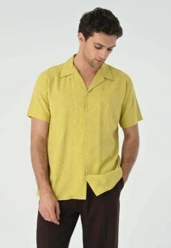Lapel Collar Short Sleeve - Camisa - Saffron