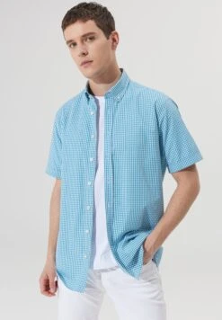 Comfort Fit Painted Yarn - Camisa - White Turquise