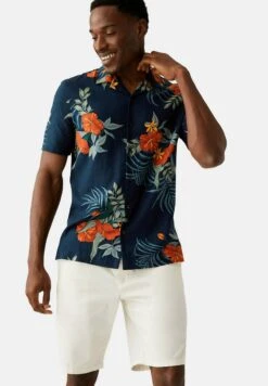 Marks & Spencer Hawaiian Floral- Camisa - Navy Mix